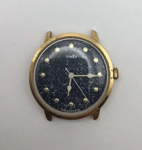 Timex Blue Jean Denim Dial Men Gold Tone Watch works/no band * READ*