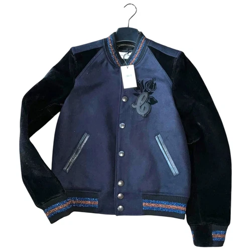Giacca Coach donna misto lana Varsity firma logo velluto foderato fiori nuova con etichetta