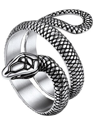 Gothic Cobra Wrap Ring Punk Style Animal Snake Statement Ring for Men and