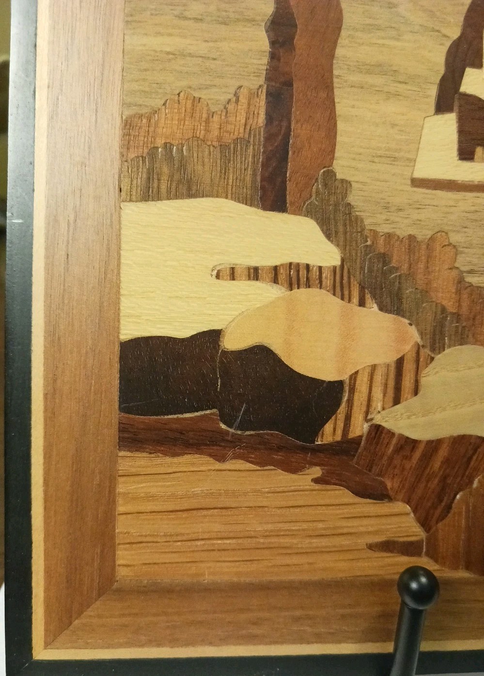 Italian Village Coastal Scene By Sorrento Marquetry Wooden Inlay Picture 11x15”