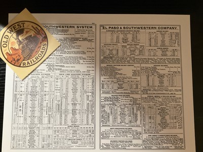 El Paso & Southwestern Railroad Time Table COPY