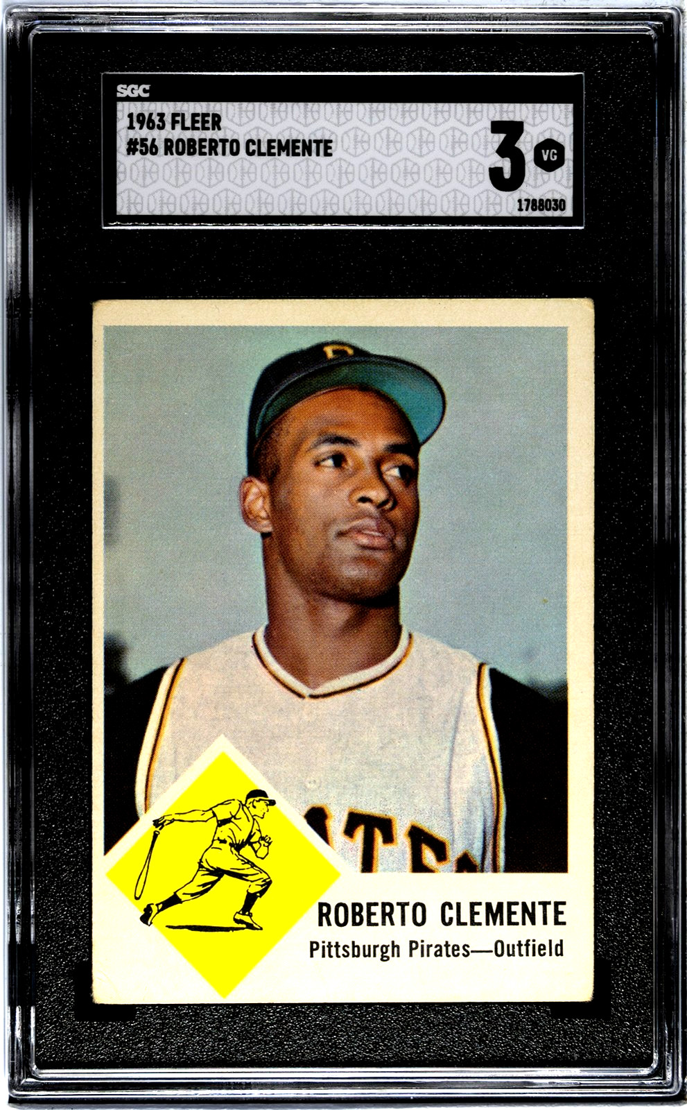 1963 Fleer ROBERTO CLEMENTE Pittsburgh Pirates #56 SGC 3 VG Condition