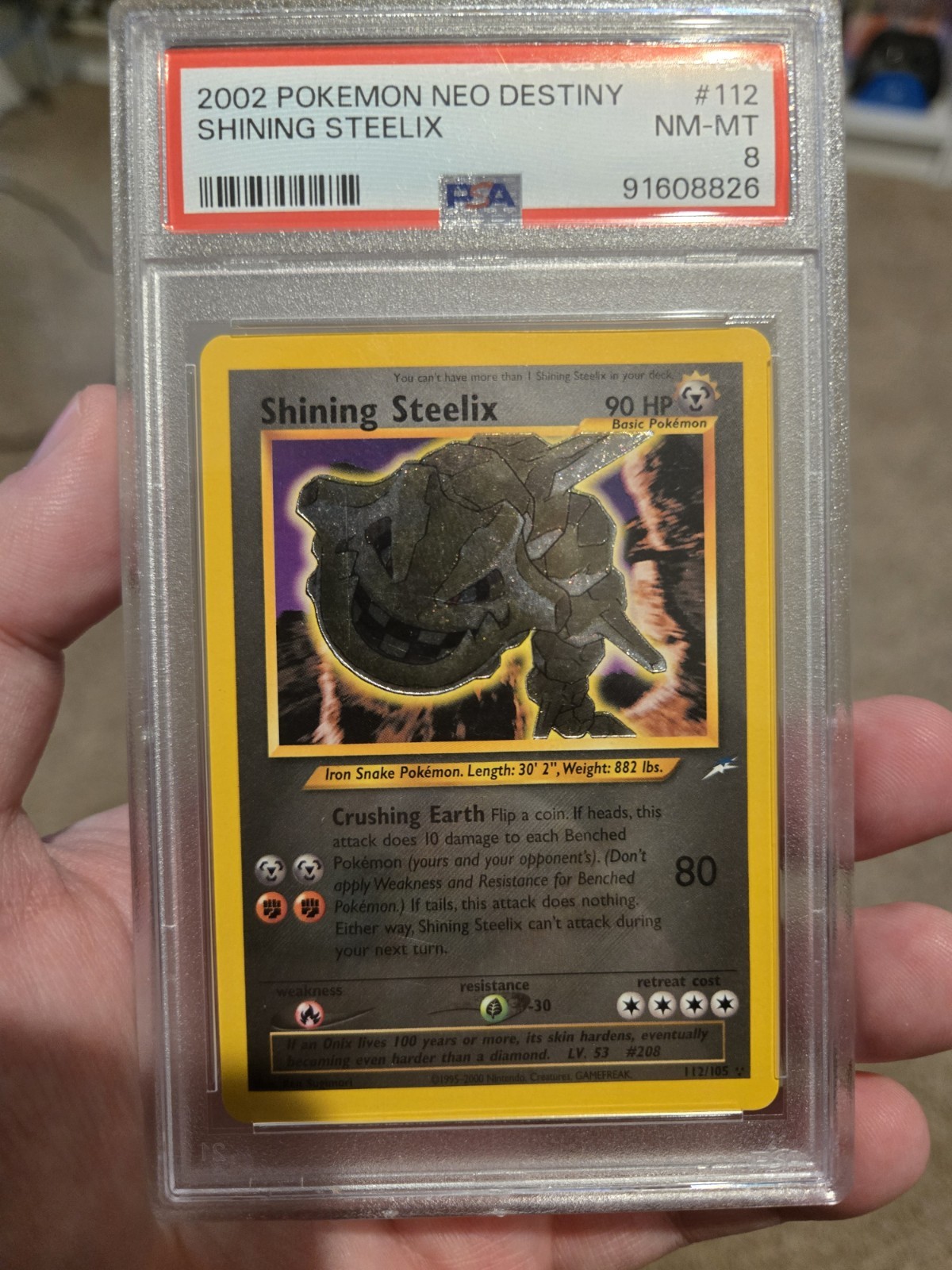 Pokemon Neo Destiny Shining Steelix Holo PSA 8 Unlimited Secret Rare #112