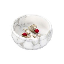 Marble Jewelry Dish - Rings Holder White  Light-grey