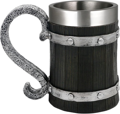 #ad Viking Beer Mug Gifts for Men 21oz Nordic Wooden Barrel Beer Tankard Cup Vikin $33.25
