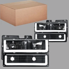Headlights Fits Clear Lens For 1994-00 Chevy GMC C/K 1500 2500 3500 LED DRL