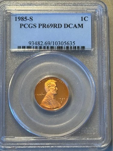 1985-S  Lincoln Cent 1C PCGS PR69RD DCAM **RED** Gem