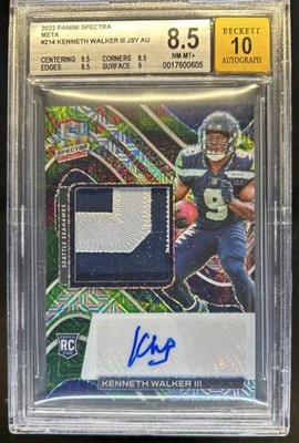 2022 Panini Spectra Kenneth Walker III RPA Meta Auto /10 BGS 8.5 RC Seahawks