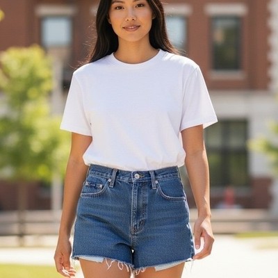 VTG Express Bleus Cutoff Denim Jean Shorts 3/4R Y2K 90s High Rise Indigo Cotton