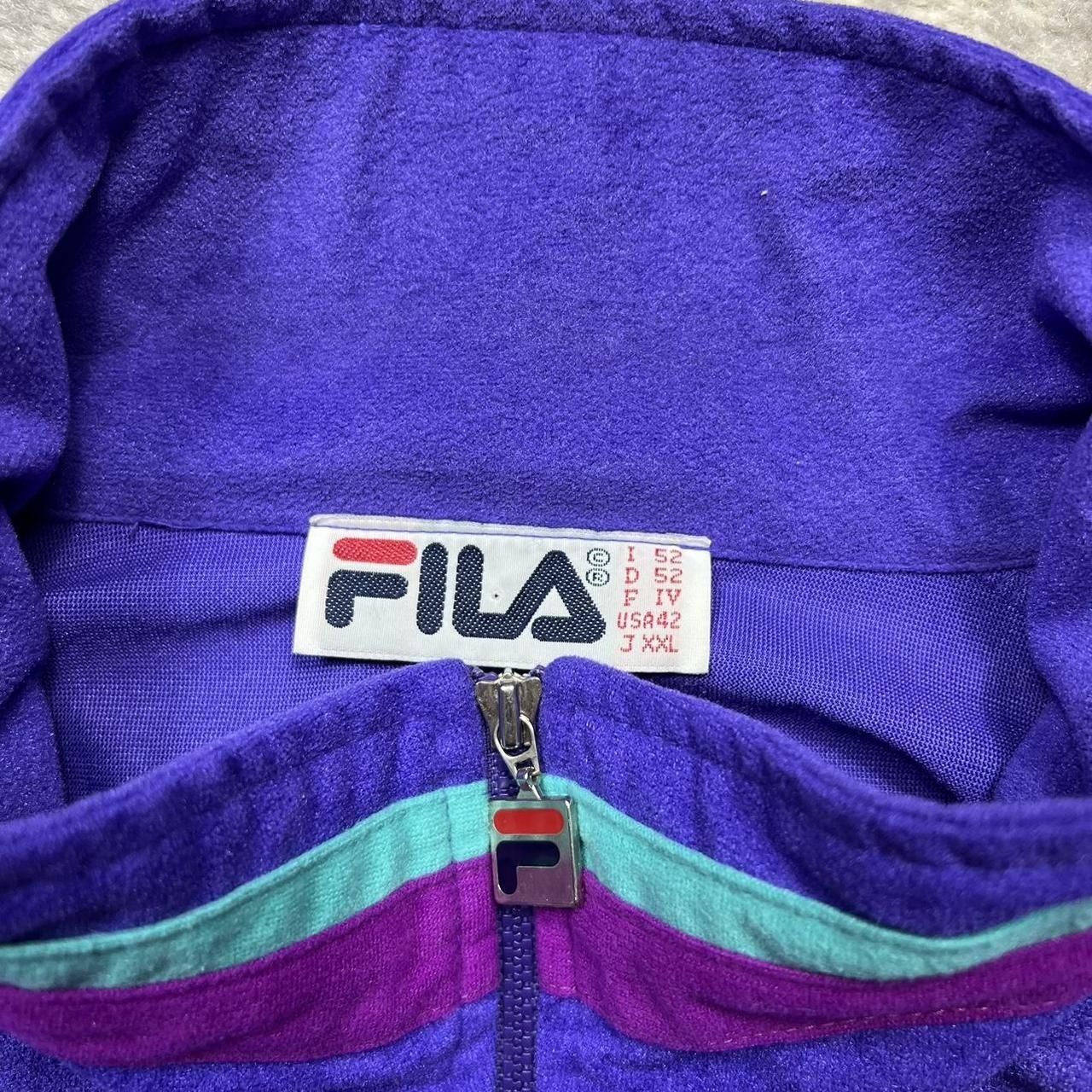 Vintage 80s Fila Tracksuit XL Mens Velour Suede Purple 2 Piece Track Top Joggers image 3