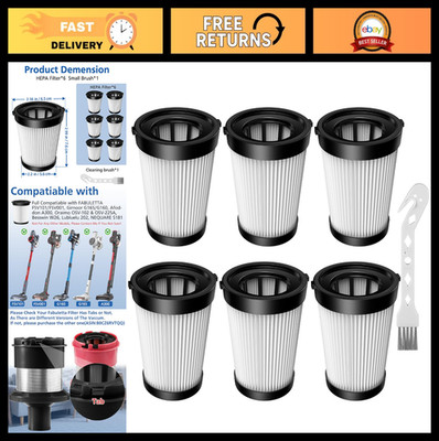 6 Pack Vacuum Filter Compatible with Fabuletta, Girnoor, Afoddon, Lubluelu & Mor