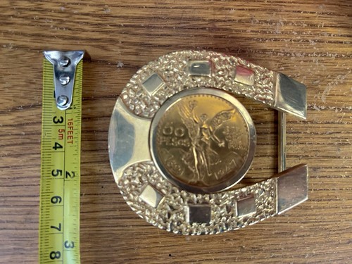 1947 Mexican Centenaro 50 Gold Pesos buckle Solid 22k Yellow Gold Oro Centenario
