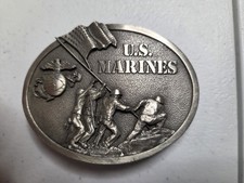 U.S. Marines Iwo Jima memorial pewter belt buckle Bergamot 1982