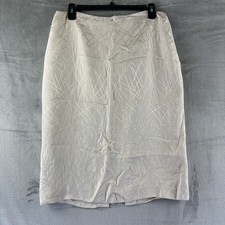Linda Allard Ellen Tracy Pencil Skirt Women s 8 Ivory Silk Lined Zip Closure