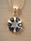 ESTATE SOLID 14K YELLOW GOLD BLUE SPINEL CZ PENDANT 20" NECKLACE #7920 — photo 1
