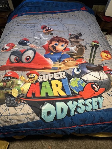 Reversible Nintendo Super Mario Odyssey Full Or Twin Size Bed Comforter  72X86