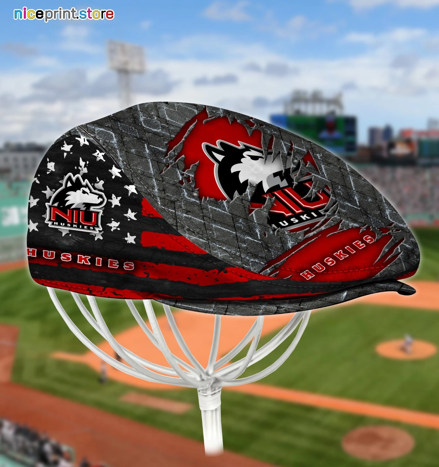 Northern-Illinois-Huskies Jeff Cap Driving Cap Golf Cap Newsboy Cap Flat Cap