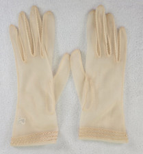 Vintage 50s 60s Lazarus Wms 7.5 Sheer Nylon Dress Gloves Beige