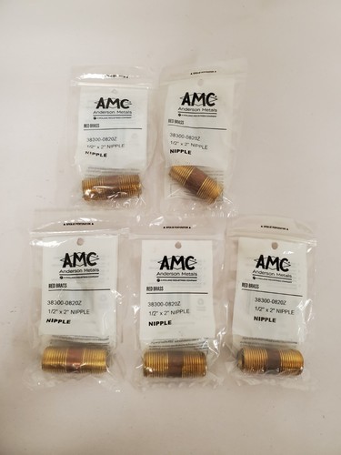 *5* Anderson Metals 38300-0820 Pipe Nipple, 1/2 in. x 2 in. , NPT, Red Brass