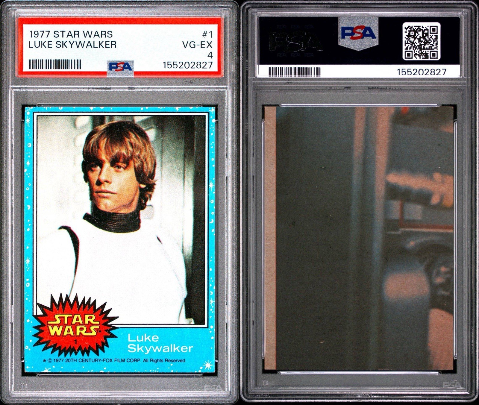 1977 TOPPS STAR WARS LUKE SKYWALKER #1 PSA 4 VG-EX view 3