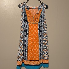 Crown And Ivy Sleeveless Mini Dress Orange Multicolor Womens Size PS