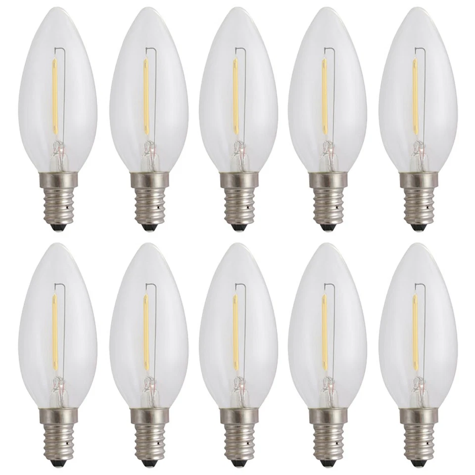 NCC-LICHT 10x Bombillas LED Filamento Velas 1W E14 Claro 60lm Extra Blanco Cálido 1800K