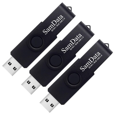 USB Flash Drive 8GB 3 Pack USB 2.0 Thumb Drive Swivel Memory Stick Data Stora...
