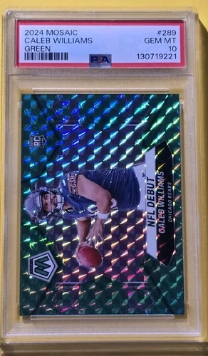 2024 Panini Mosaic- NFL Debut Caleb Williams #289 Green Mosaic Prizm (RC) PSA 10
