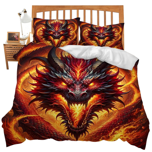 Dragon Bedding Set Twin Queen King Full Size Dragon Fire Comforter Set for Ki...