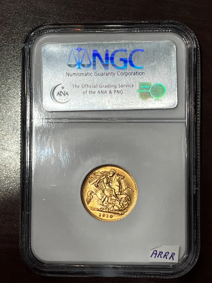1913 Great Britain Gold 1/2 Sovereign NGC MS 64 Cheshire Coll. - Image 4 of 4