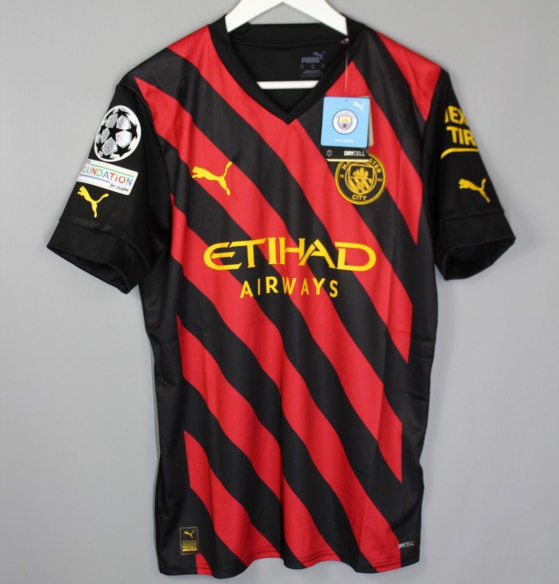 MANCHESTER CITY 2022 2023 AWAY FOOTBALL SHIRT JERSEY UCL #17