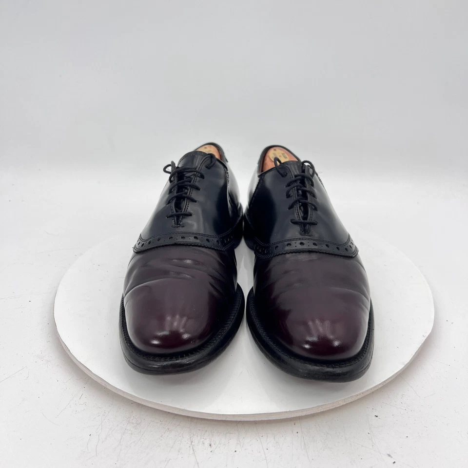Allen Edmonds Polo Men Size 9.5A Black Cherry Brogue Plain Toe Oxford Dress Shoe - Image 3 of 4