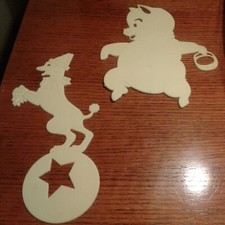 TRACE-IT TOYS 1950's MADE IN POMONA CALIF. PLASTIC DOG & PIG 2 STENCIL SET U.S.A