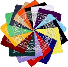 6-12 Men Women Paisley Print Bandana 100% cotton Head Warp Scarf Face Mask Lot