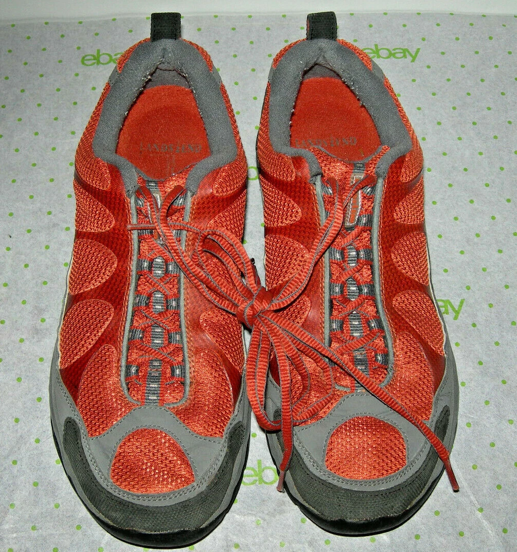 Lands End Mesh Trail Hiking Sneaker Shoes Mens Size 10 D Orange Gray Black