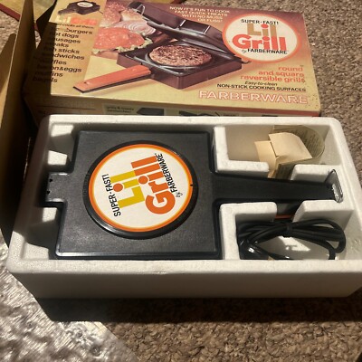 VINTAGE Farberware Lil Grill Nonstick Sandwich Maker Waffles Burgers Griddle NOS