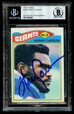 Harry Carson #146 signed autograph 1977 Topps ROOKIE Football Card BAS Slabbed