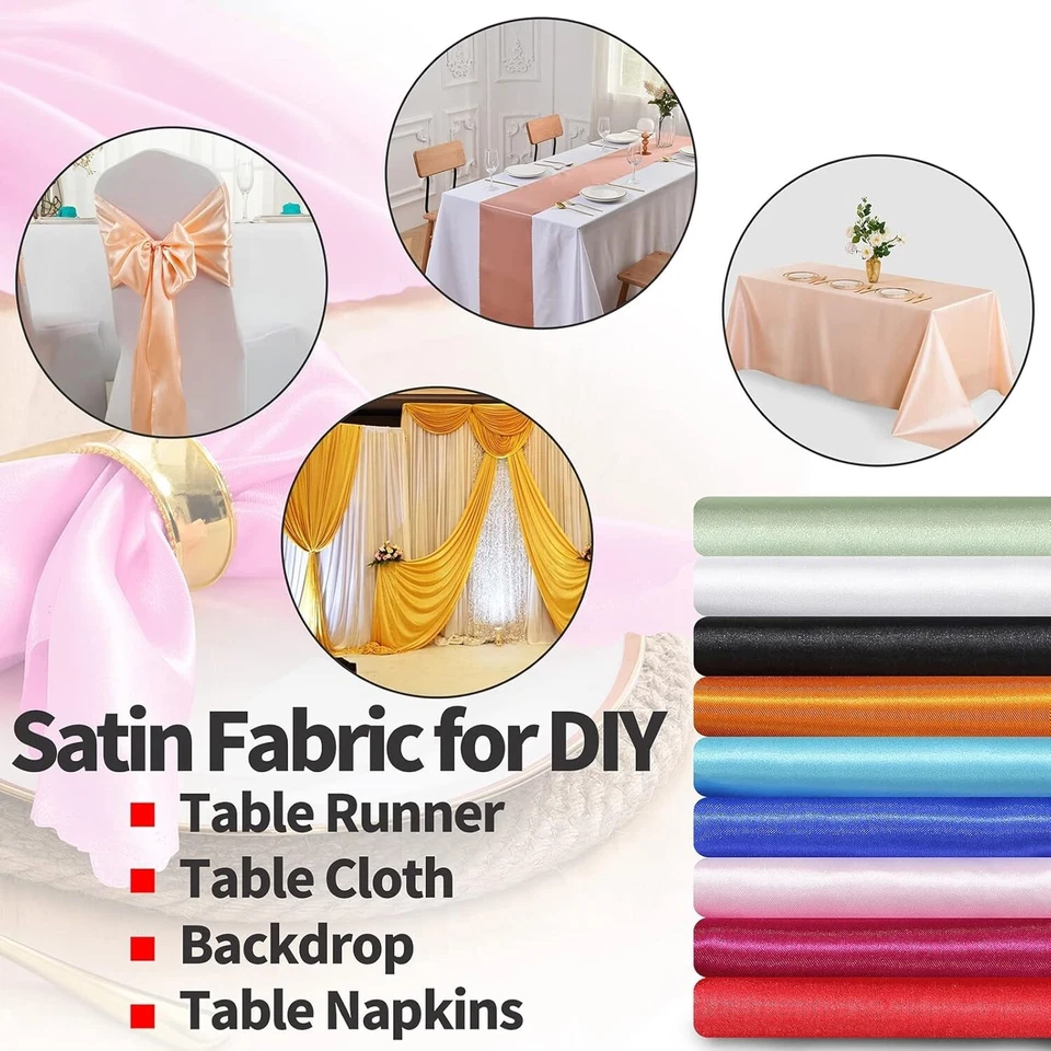 45" Shiny Satin Fabric by Yard for Dress, Craft, Upholstery, DIY, Lining BTY - Image 4 of 4