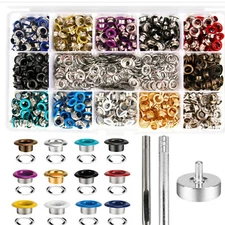 600 Set Multi-Color Copper Leather Craft Shoe Grommet Eyelet Snap Button Kit