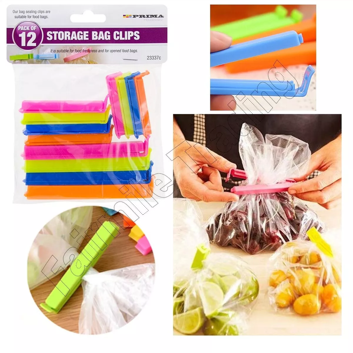 12 Food Bag Clips Reusable Tie Plastic Storage Sealing Fridge