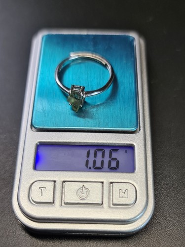 Natural Raw Moldavite Adjustable 925 Silver Ring - Picture 12 of 12