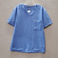 Figs Women Scrub Top Medium Blue Technical Collection Pockets Short Sleeve