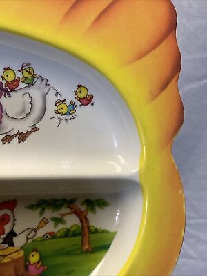 Melamine Wendy Divided Plastic Childs Plate Chicken Farm 