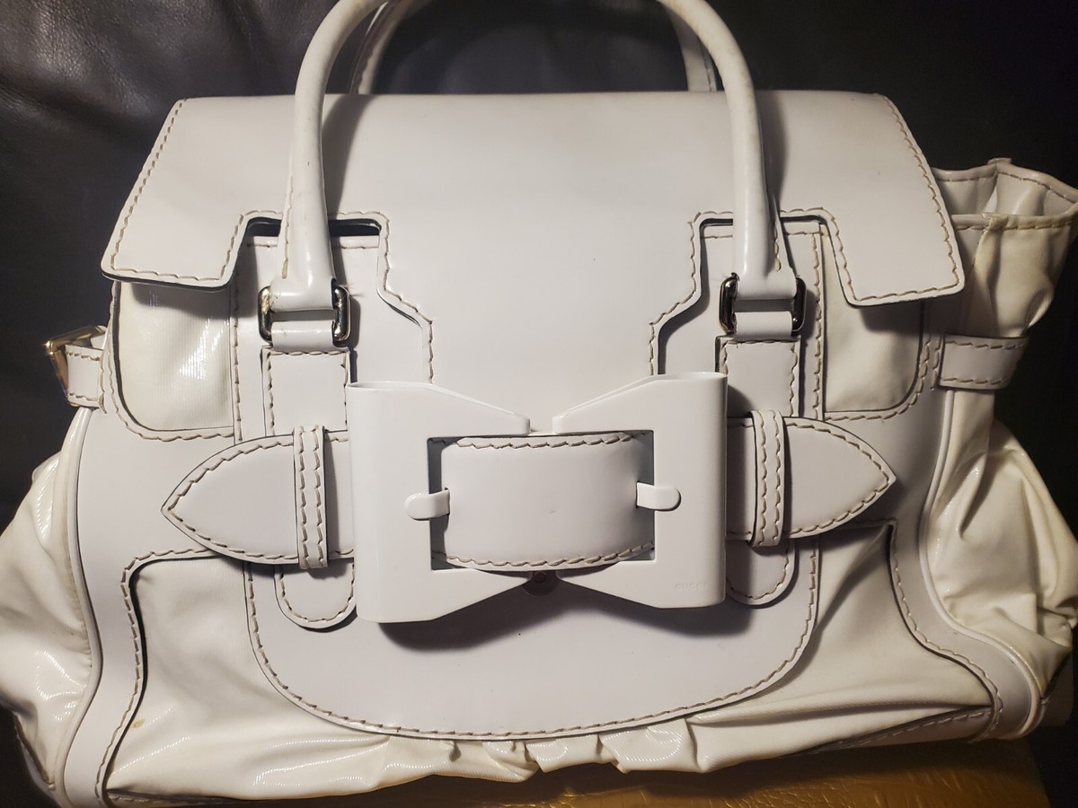 AUTHENTIC Gucci DIALUX Queen Bow Leather Handbag Top Handle Satchel Large