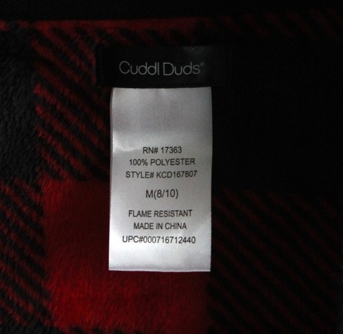 Cuddl Duds Boys Size M (8/10) Red/Black Plaid Soft Fleece Hooded Robe - Picture 2 of 4