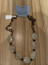 Chunky Lucite Bead Chain Necklace, Vintage 1990 Icing NWT White Swirl 24