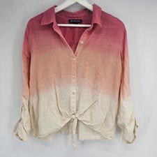 Womens International Concept Pink Ombre Fade Top Long Sleeve Size M Cotton