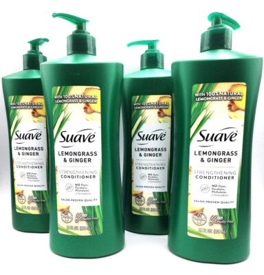 4 Huge Suave Lemongrass Ginger Natural  Strengthening  Conditioner-28oz Pump Lot