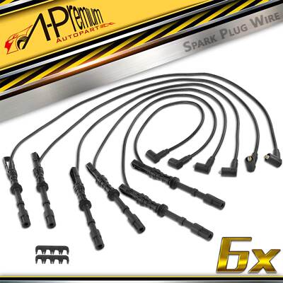 A-Premium 6pcs Spark Plug Wire Sets for VW VW Golf Jetta 1999 2000-2002 2.8L 7mm