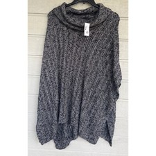 Lane Bryant Womens Loose Knit Poncho Sweater Size 14-20 Grey NWT Arm Holes